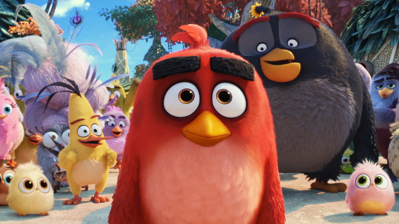 Ред, Чак і Бомб серед зграї пташок у кадрі з фільму «Angry Birds у кіно 2»